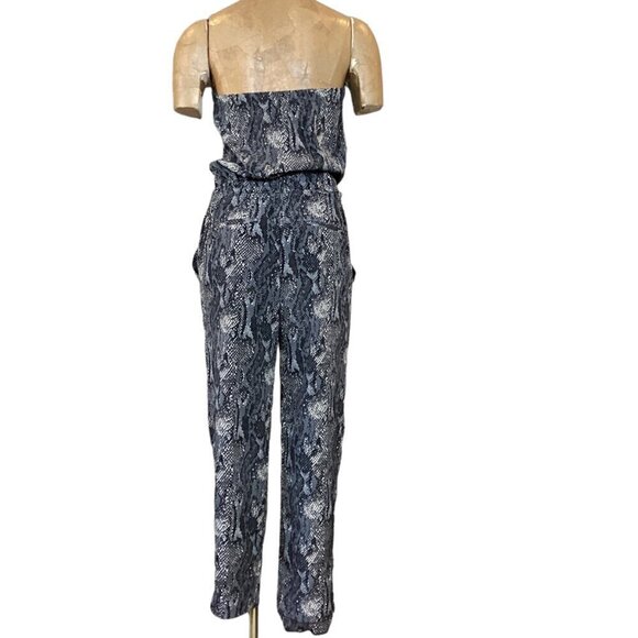 Express Snake Print Strapless Jumpsuit Pockets XS #296J - Picture 6 of 8